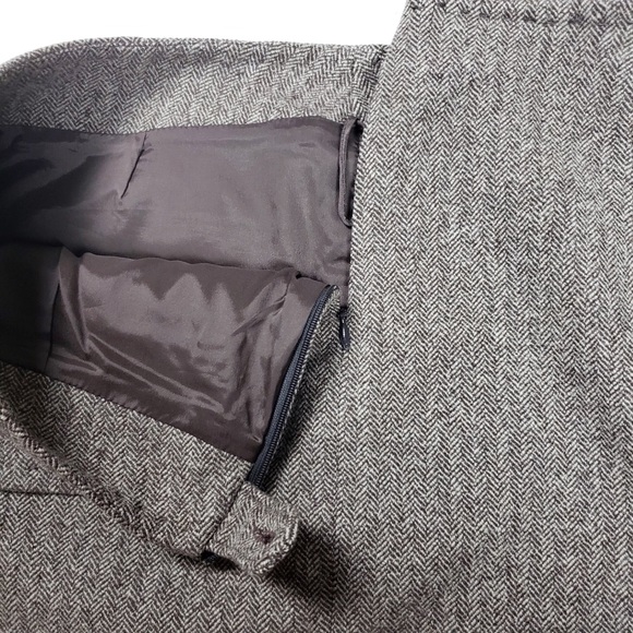 Luciano Barbera Brown Cashmere & Wool Herringbone Tweed Skirt Size 8 Medium - Picture 4 of 8